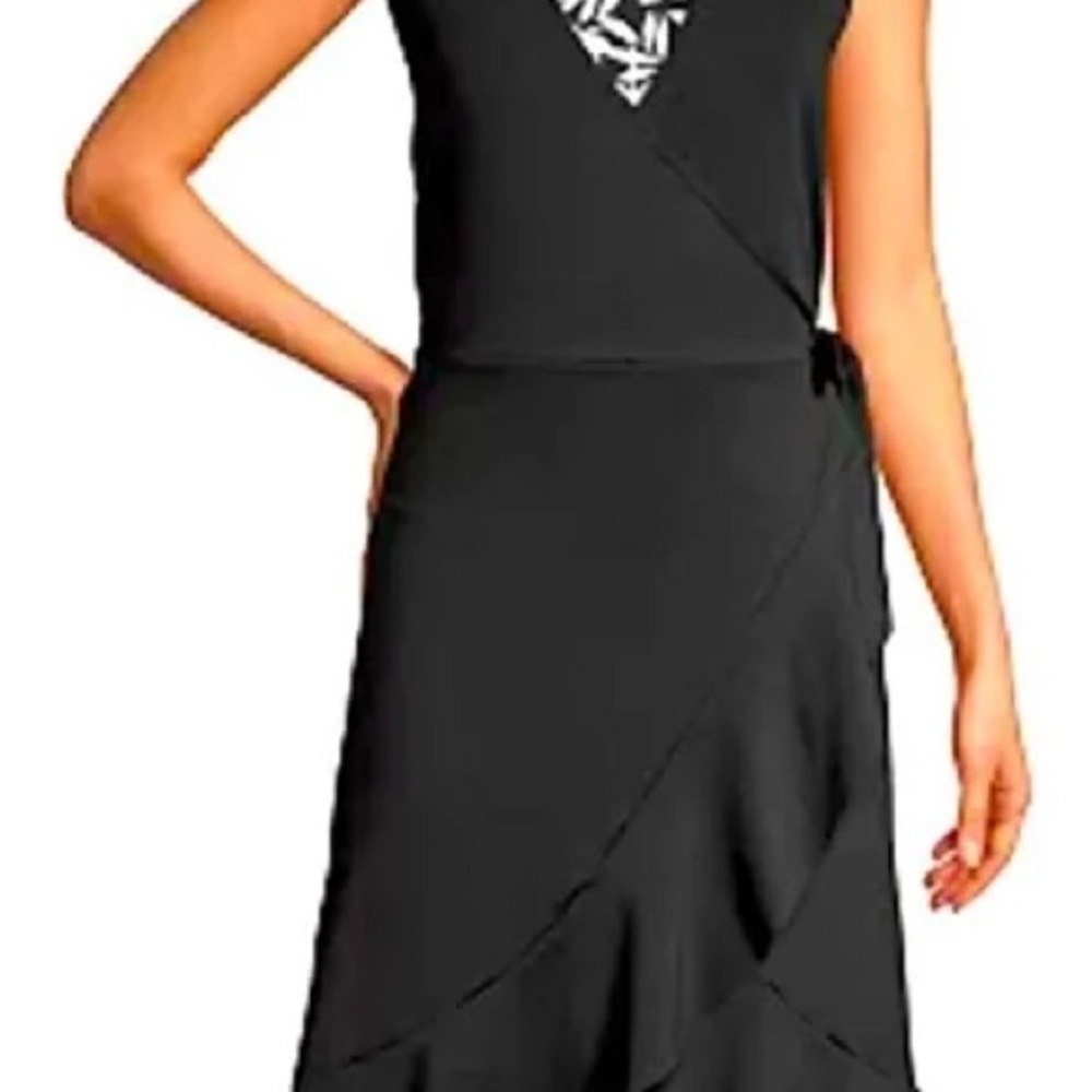 Lands’ End Black Wrap Midi Swim Cover-Up – Plus 2X